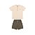 Conjunto Camiseta Suedine e Bermuda Alfaiataria Bege - Imagem 1