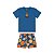 Conjunto Camiseta e Short Microfibra Laranjas Azul - Imagem 1