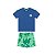 Conjunto Camiseta e Short Microfibra Dinossauros Azul - Imagem 1