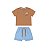 Conjunto Camiseta e Bermuda Moletom Marrom - Imagem 1