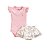 Conjunto Body Manga Curta Bordado e Short em Voil Floral - Imagem 1