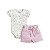 Conjunto Body Manga Curta Floral e Short em Suedine - Imagem 1