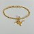 Pulseira Feminina Berloque Touro com coraçãozinho no Cordão Baiano Banhado a Ouro 18k - Imagem 1