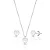 Conjunto Colar 40cm e Brinco Coração Cristal Prata 925 Clássica - Imagem 1