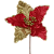 Flor Natalina poinsétia vermelha dourado 37cm - Imagem 1