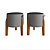 Kit 2 Puff Redondo Luma Linho Couro cinza/preto - Imagem 4