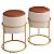 Kit 2 Puff Redondo Iron Argola Couro Bege/caramelo - Imagem 1