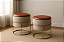 Kit 2 Puff Redondo Iron Argola Couro Bege/caramelo - Imagem 8