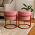 Kit 2 Puff Redondo Iron Veludo Com Base Argola Cobre Cor Rosa - Imagem 5