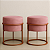 Kit 2 Puff Redondo Iron Veludo Com Base Argola Cobre Cor Rosa - Imagem 1