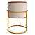 Puff Redondo Iron Base De Ferro Couro Bege Caramelo - Imagem 1