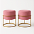 Kit 2 Puff Redondo com Base Argola Dourada – Veludo Rosa - Imagem 2