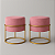 Kit 2 Puff Redondo com Base Argola Dourada – Veludo Rosa - Imagem 3