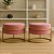 Kit 2 Puff Redondo com Base Argola Dourada – Veludo Rosa - Imagem 4