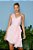 Vestido curto Jade plissado rosa cerejeira - Imagem 3
