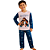 Pijama infantil Jesus e as crianças - calça e manga longa - azul - Imagem 1