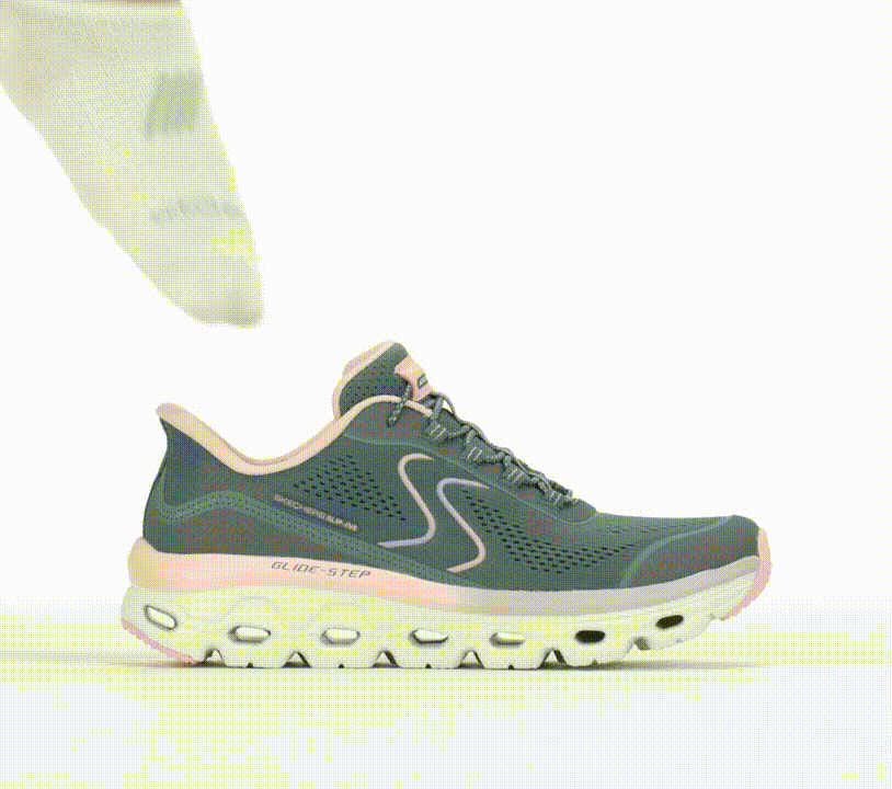 Tênis Skechers Glide-Step Sole Feminino - Azul e Rosa - Imagem 3