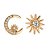 Brincos em Ouro 18k 750 Sol e Lua com Zircônia - Imagem 2