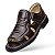 Sandália Masculina De Couro Legítimo  Ultra Comfort - 3604 Café - Imagem 2
