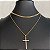 Colar Choker Dourado Duplo Corrente/Cruz - Imagem 1