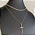 Colar Choker Dourado Duplo Corrente/Cruz - Imagem 2