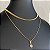 Colar Choker Dourado Duplo Fita/Pingente - Imagem 2