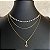 Colar Choker Triplo Mini Pérolas/Pingente Dourado - Imagem 1