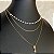 Colar Choker Triplo Mini Pérolas/Pingente Dourado - Imagem 2