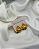 Brinco Flor Dupla Luxo Banho Ouro 18K - Imagem 3