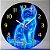 Relógio de Parede Gato Azul Luminoso Neon – Estilo Futurista - Imagem 3
