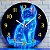Relógio de Parede Gato Azul Luminoso Neon – Estilo Futurista - Imagem 2