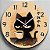 Relógio de Parede Gato Preto com Café – Estilo Japonês Minimalista - Imagem 3