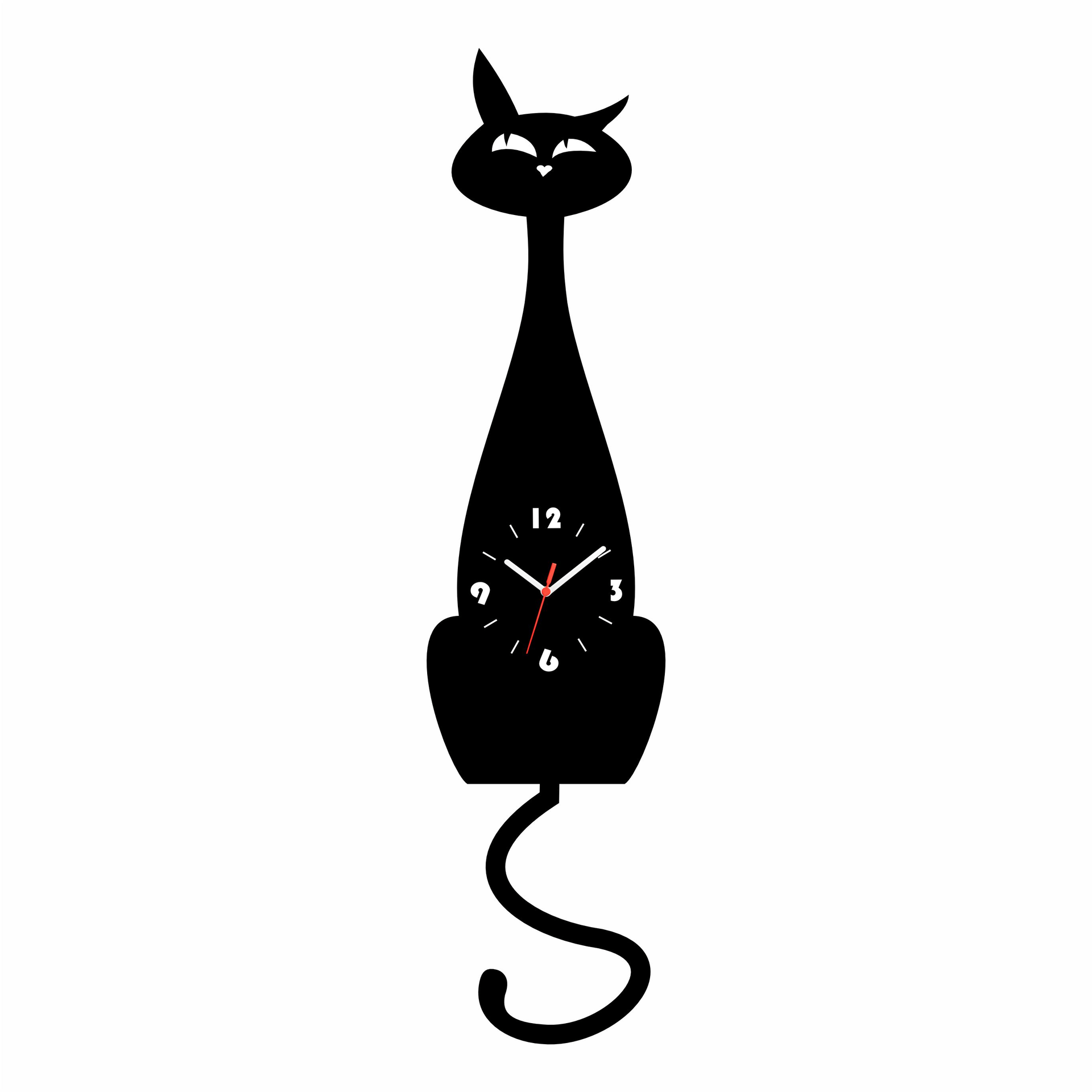 Relogio De Parede Pendulo Gato Acrilico Balança Rabo + Impressão UV - Pendulart - Imagem 2