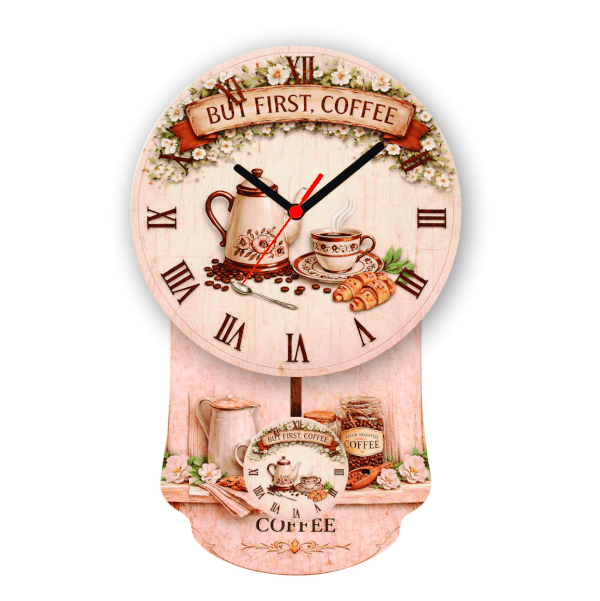 Relógio de Parede Pêndulo Cantinho do Café Cozinha Pendulart em UV - Imagem 4