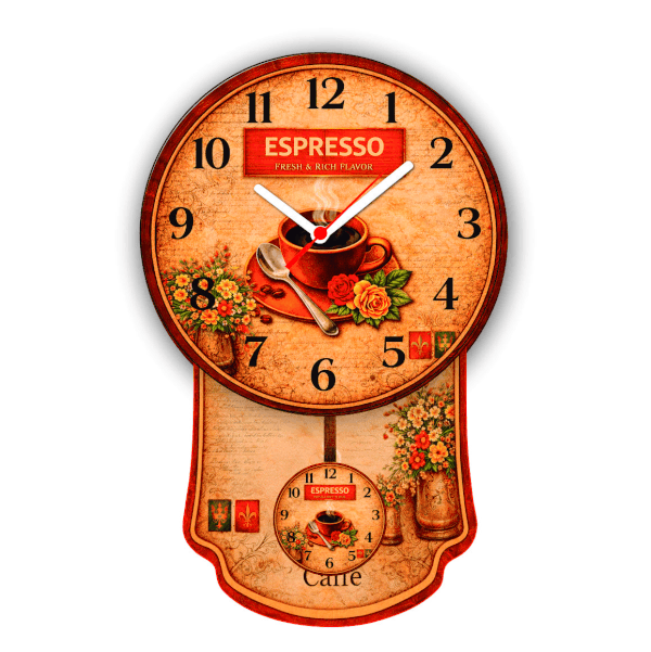 Relógio de Parede Pêndulo Cantinho do Café Cozinha Pendulart em UV - Imagem 5
