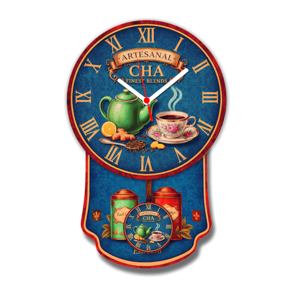 Relógio de Parede Pêndulo Cantinho do Café Cozinha Pendulart em UV - Imagem 3