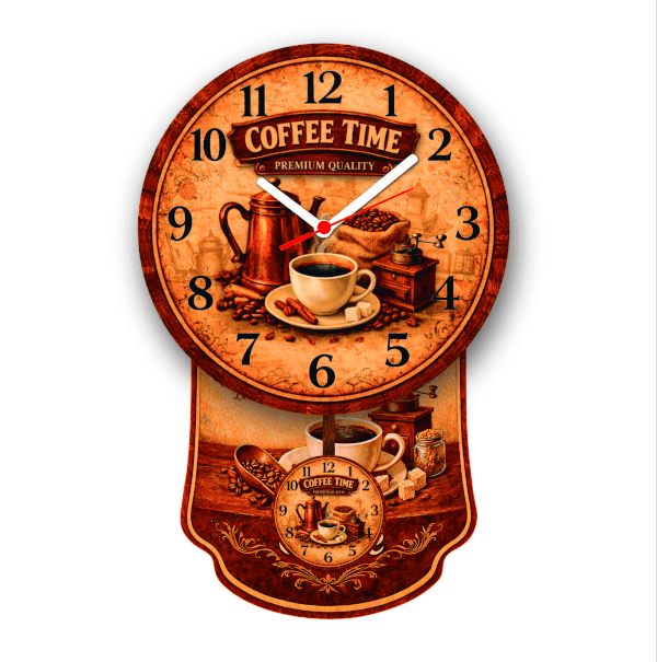 Relógio de Parede Pêndulo Cantinho do Café Cozinha Pendulart em UV - Imagem 2