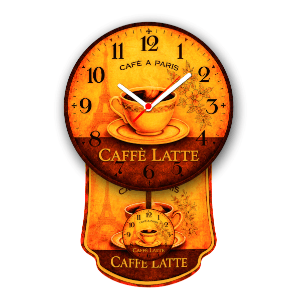 Relógio de Parede Pêndulo Cantinho do Café Cozinha Pendulart em UV - Imagem 1