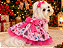 Vestido Pet Princesa Rosa Natalino em Oxford com Estampa Digital e Tule | Atacado - Imagem 2