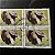 Quadra de Selos Comemorativos do Brasil - Preservação da Fauna Brasileira - Tamanduá Bandeira - 1988 - com carimbo comemorativo - ref.2936 - Imagem 1