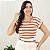 Blusa Feminina Modelo Manga Japonesa Curta Listrada de Malha Tendência - Imagem 3