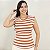 Blusa Malha Listrada Feminina Modelo Muscle Estilosa Tendência Casual - Imagem 1