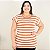Blusa Plus Size Manga Japonesa Curta Tendência Moda Feminina Listrada - Imagem 3