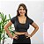 Blusa Top Cropped Suplex Com Manga Decote Quadrado E Bojo - Imagem 1