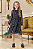 Vestido Infantil Tule Manga Longa Floral Preto Kukiê - Imagem 1