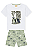 Conjunto Infantil Camiseta Branca Bermuda Verde Milon Surf - Imagem 3