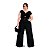 calca jeans wide leg plus size preta 58 - Imagem 1