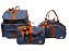 Kit Bolsa Maternidade e Mochila Azul/Marron Luxo 3 Bolsas Laço Linho - Imagem 1