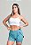 Shorts Duplo Fitness Feminino Elegance UV50+ Azul Fit Model - Imagem 1