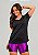 Camiseta Curta Fitness Feminino Preta Basic Fit Model - Imagem 1